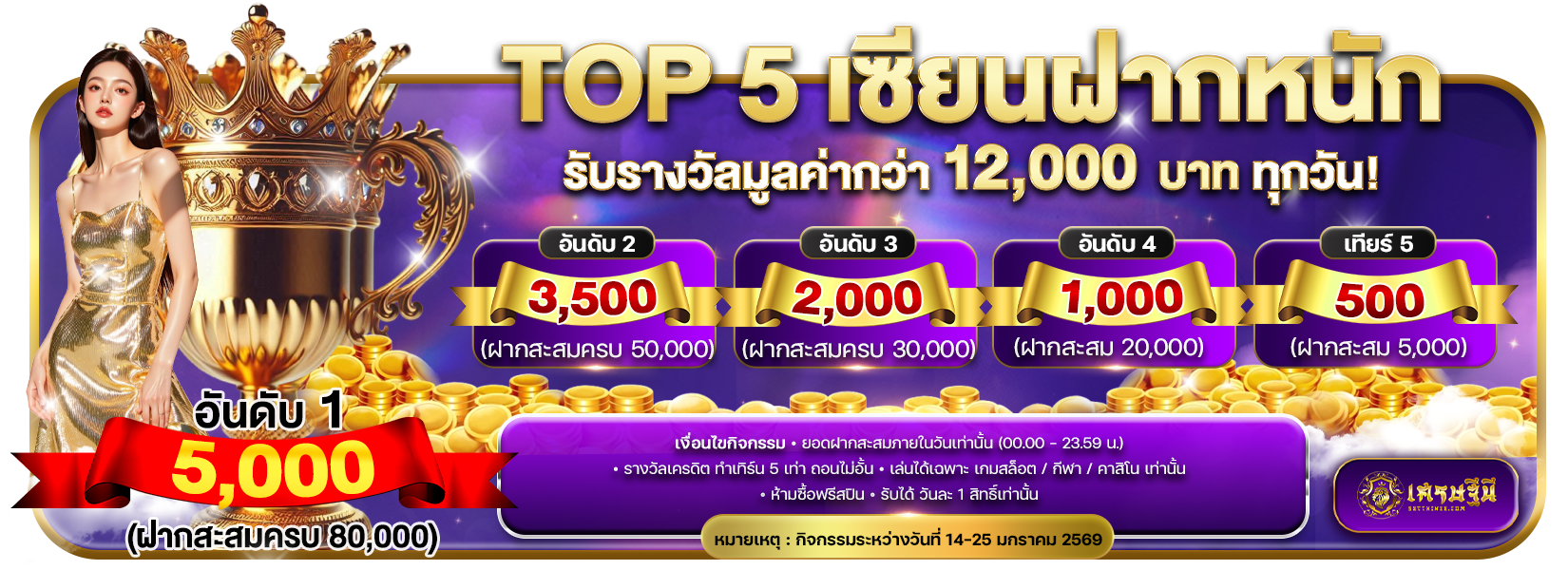 5 อันดับเซียนฝากหนักประจำวัน